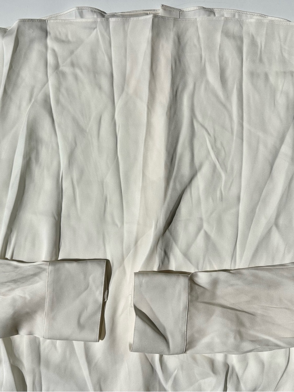 Vince Silk Satin (Stretch Washable) Mandarin Band Collar Blouse Ivory Cream, XXS - Picture 11 of 15